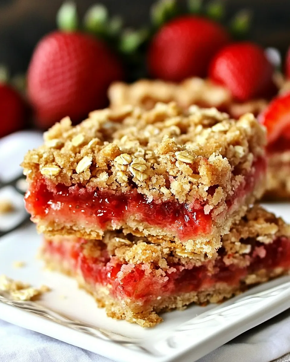4 Ingredient Strawberry Oat Crumb Bars