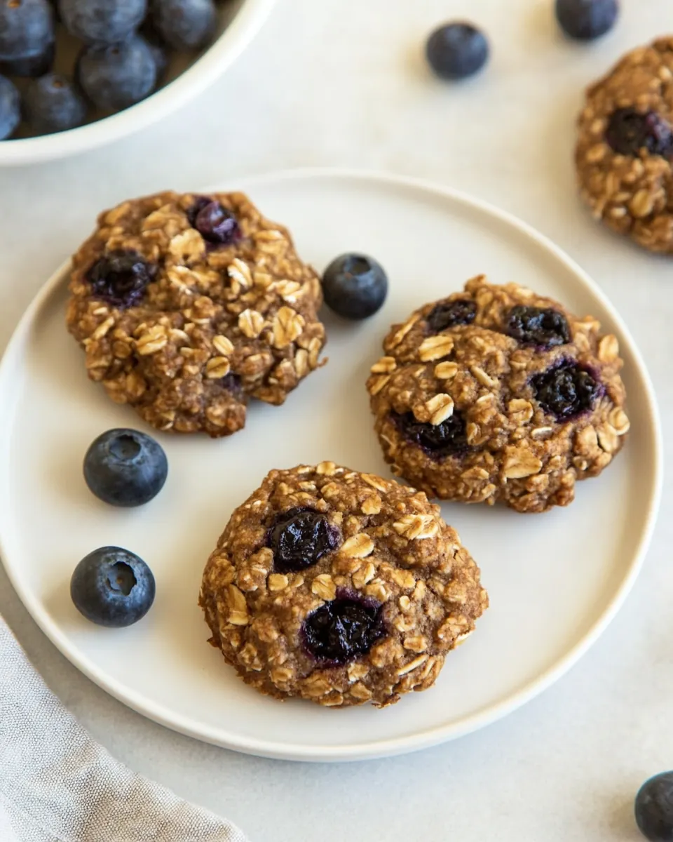 5 Ingredient Healthy Blueberry Oatmeal Cookies