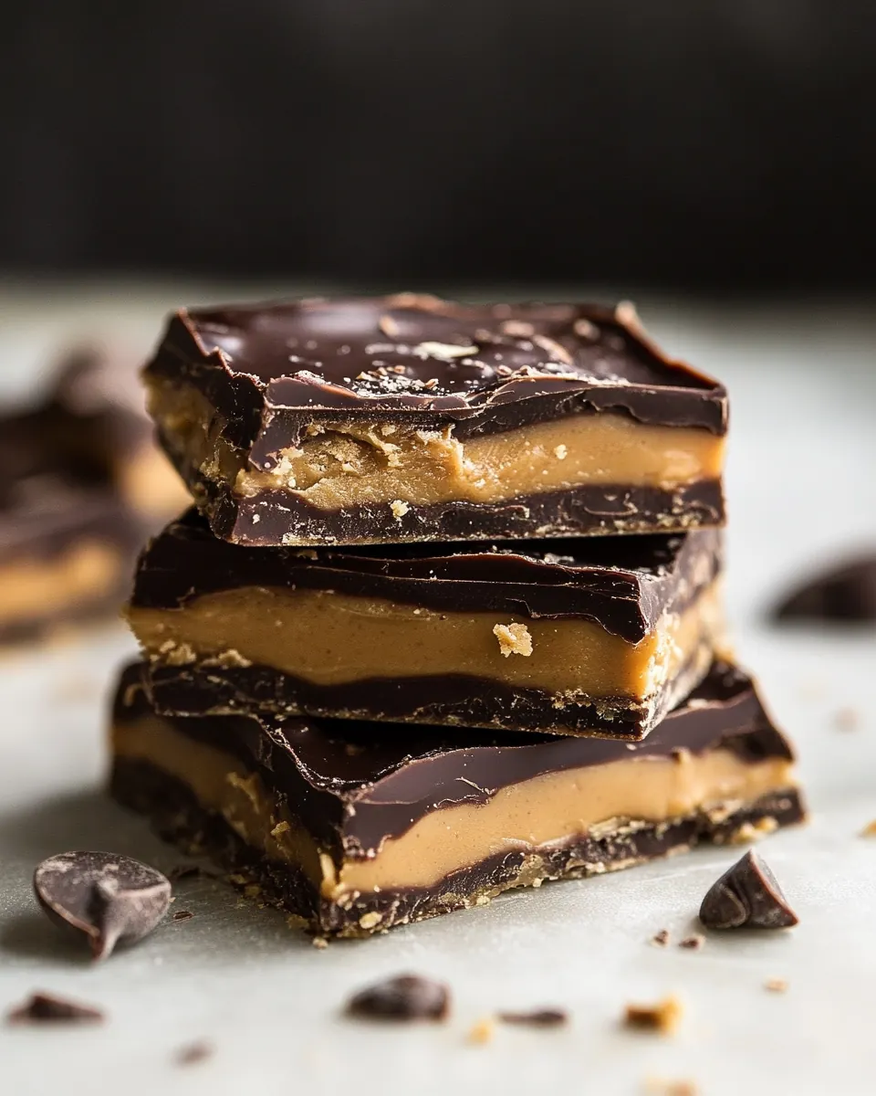 5 Ingredient Triple Decker Chocolate Peanut Butter Bars