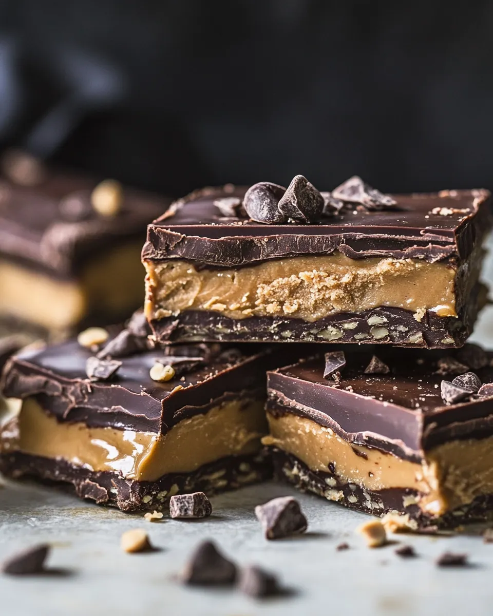 5 Ingredient Triple Decker Chocolate Peanut Butter Bars