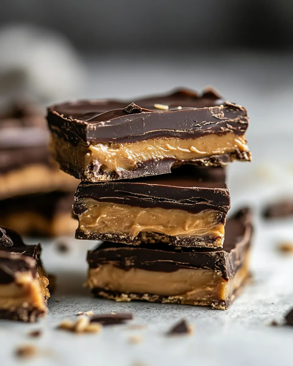 5 Ingredient Triple Decker Chocolate Peanut Butter Bars
