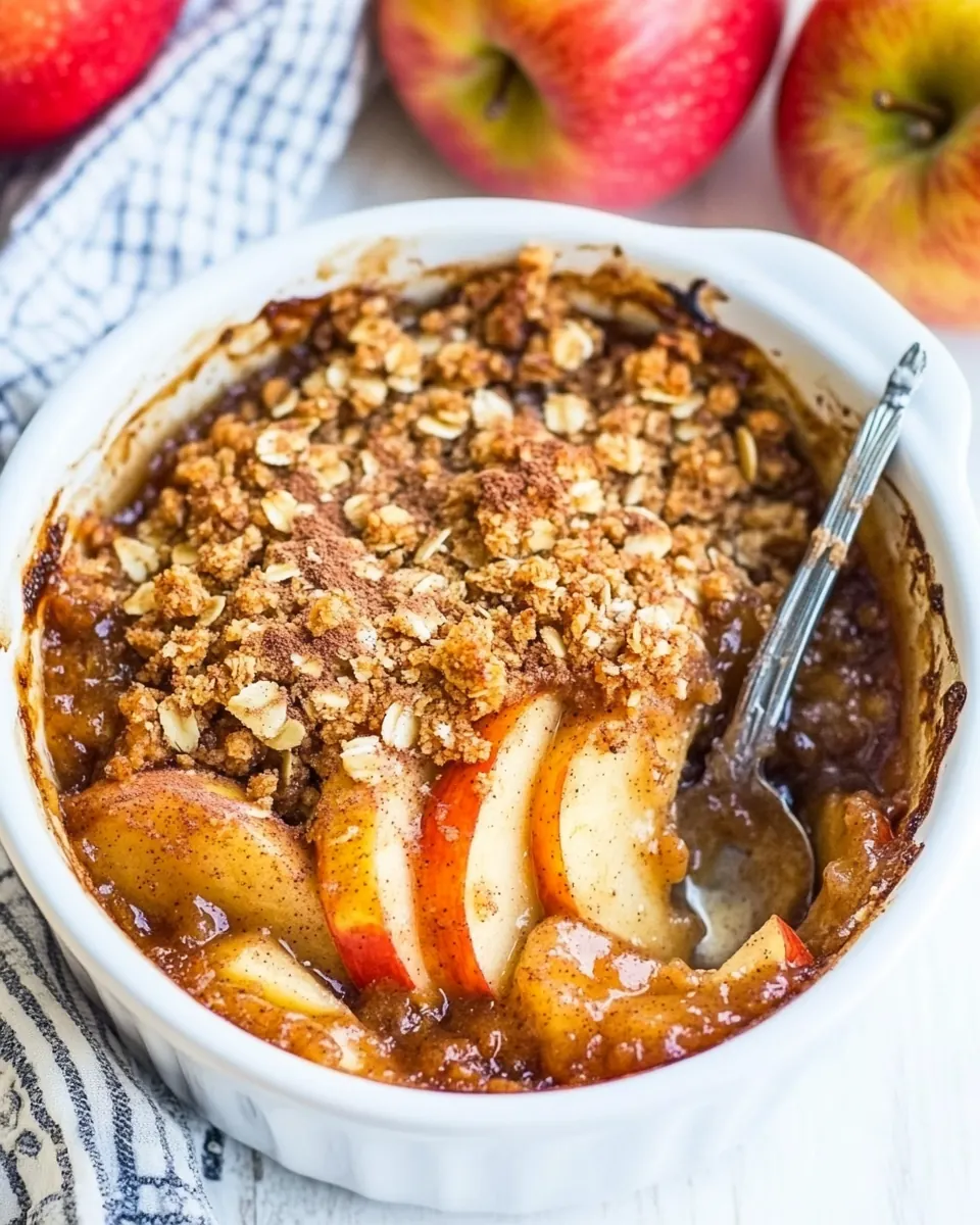 5 Minute Microwave Apple Cinnamon Crisp for One