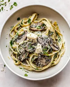 Garlic Butter Mushroom and Goat Cheese Fettuccine