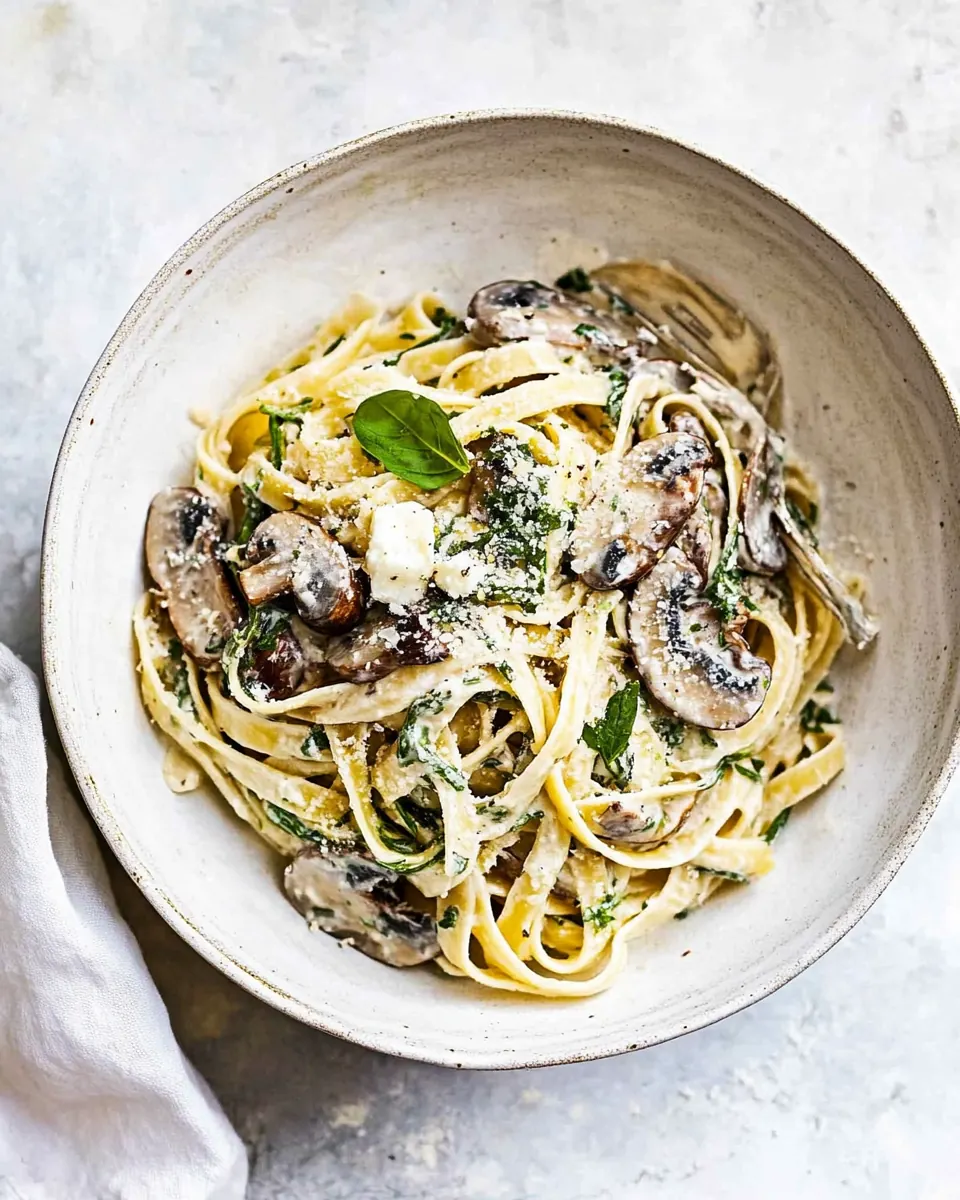 Garlic Butter Mushroom and Goat Cheese Fettuccine