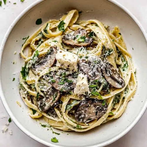 Garlic Butter Mushroom and Goat Cheese Fettuccine
