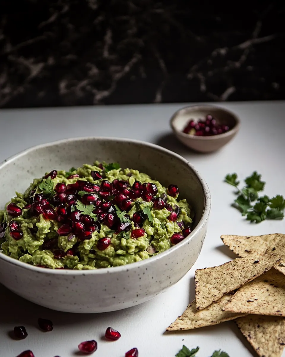 A delicious guacamole with pomegranate