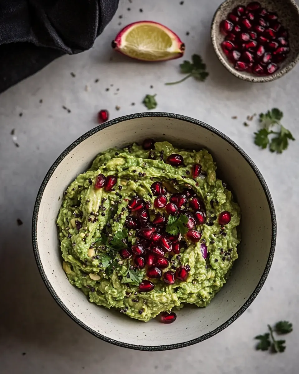 A delicious guacamole with pomegranate