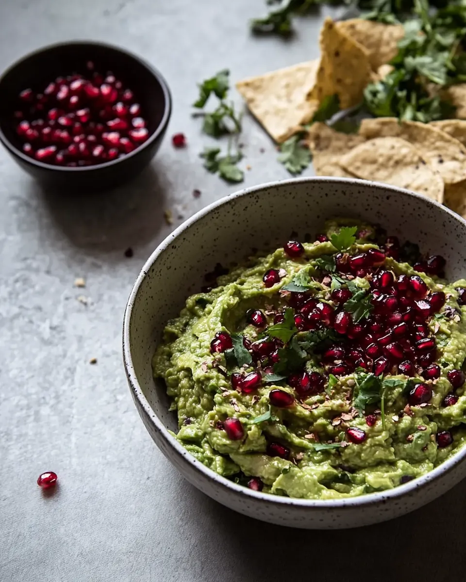 A delicious guacamole with pomegranate