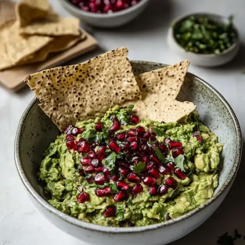 A delicious guacamole with pomegranate