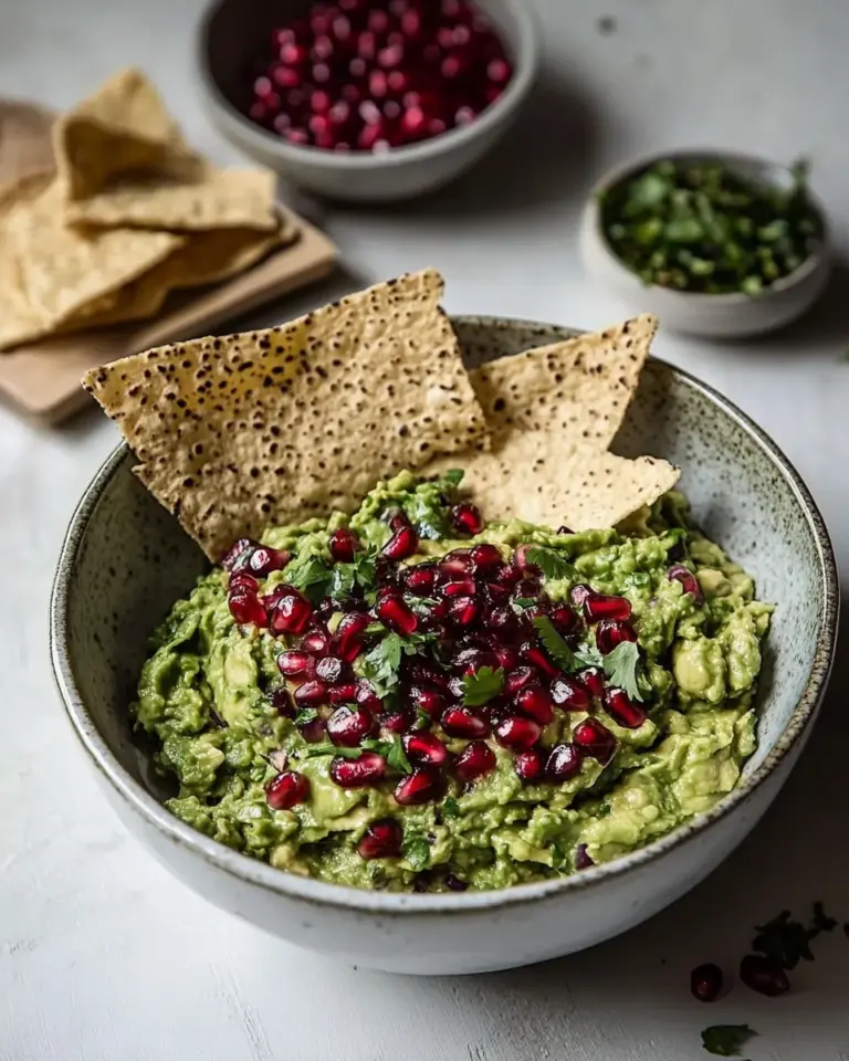 A delicious guacamole with pomegranate