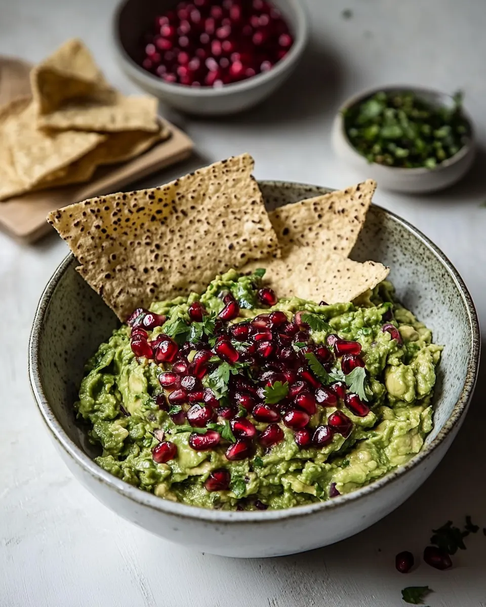 A delicious guacamole with pomegranate