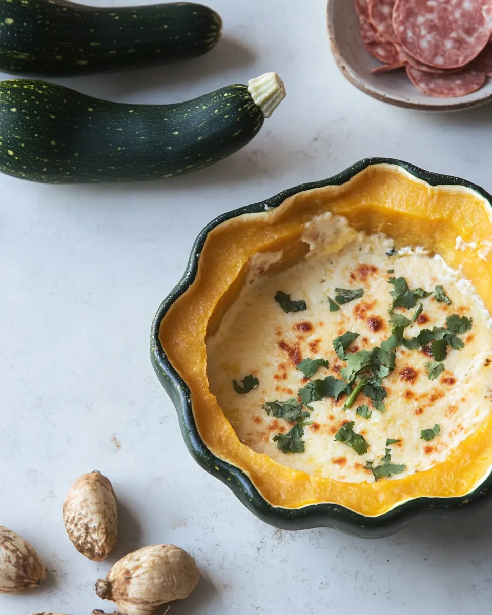 Acorn Squash Pasilla Chile Queso Fundido
