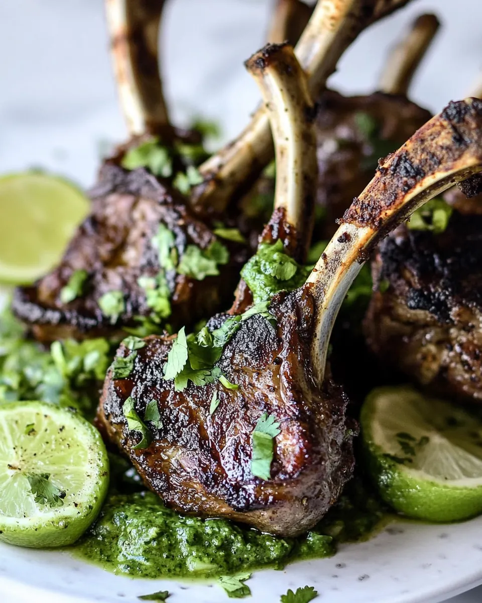 Air Fryer Lamb Chops with Poblano Sauce