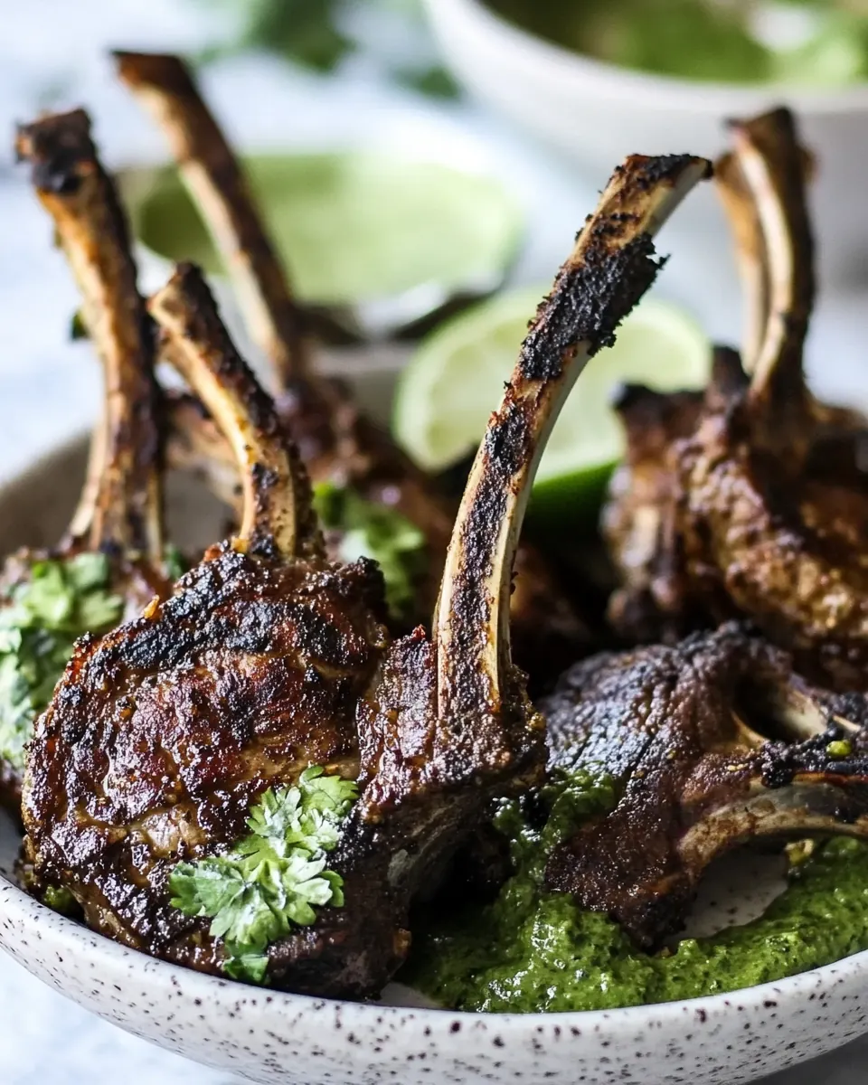 Air Fryer Lamb Chops with Poblano Sauce