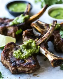 Air Fryer Lamb Chops with Poblano Sauce