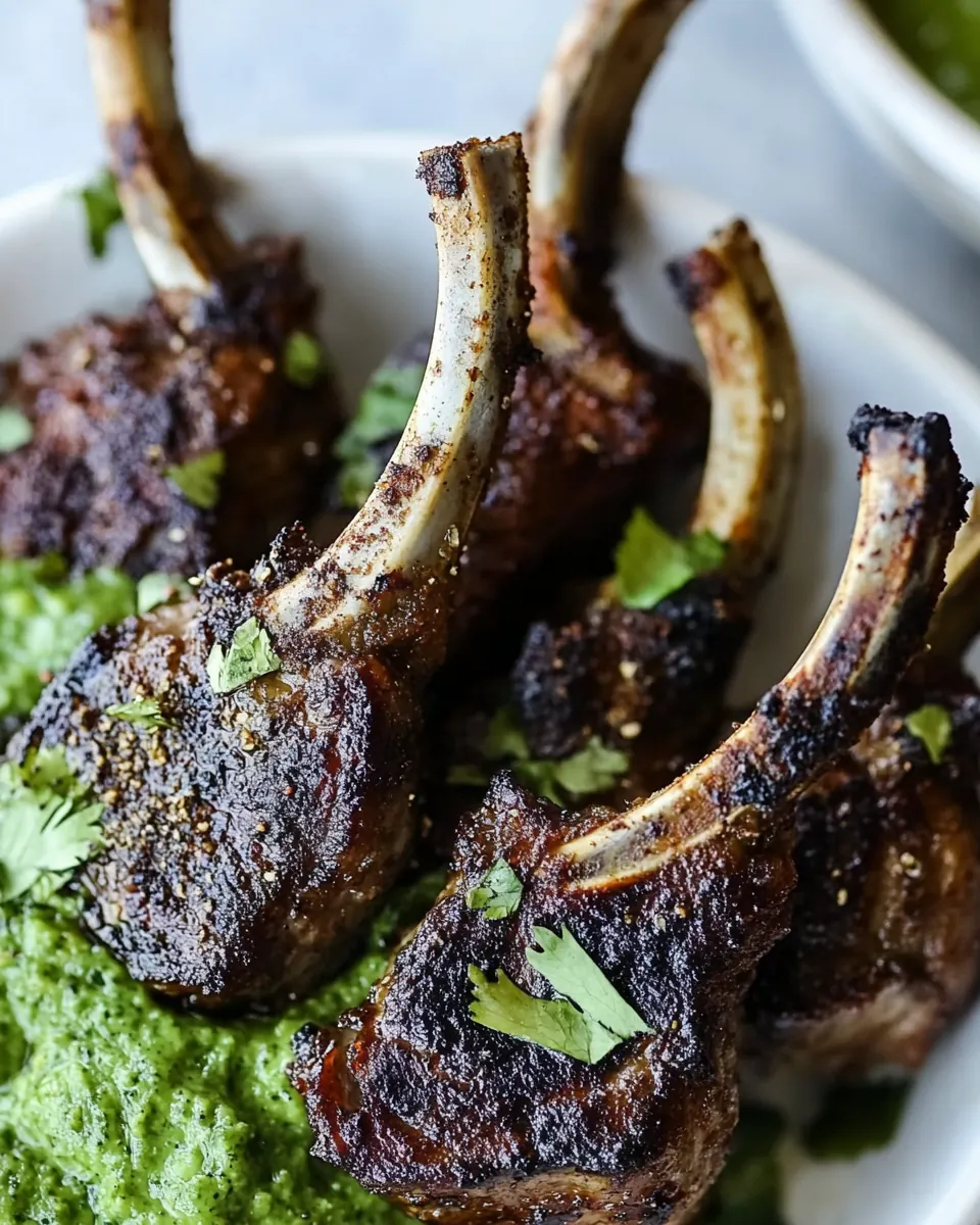 Air Fryer Lamb Chops with Poblano Sauce