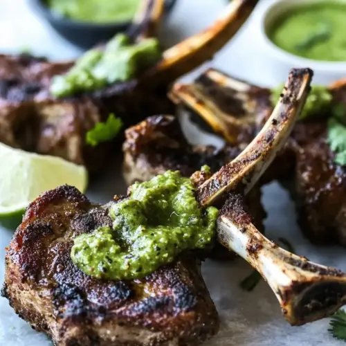Air Fryer Lamb Chops with Poblano Sauce
