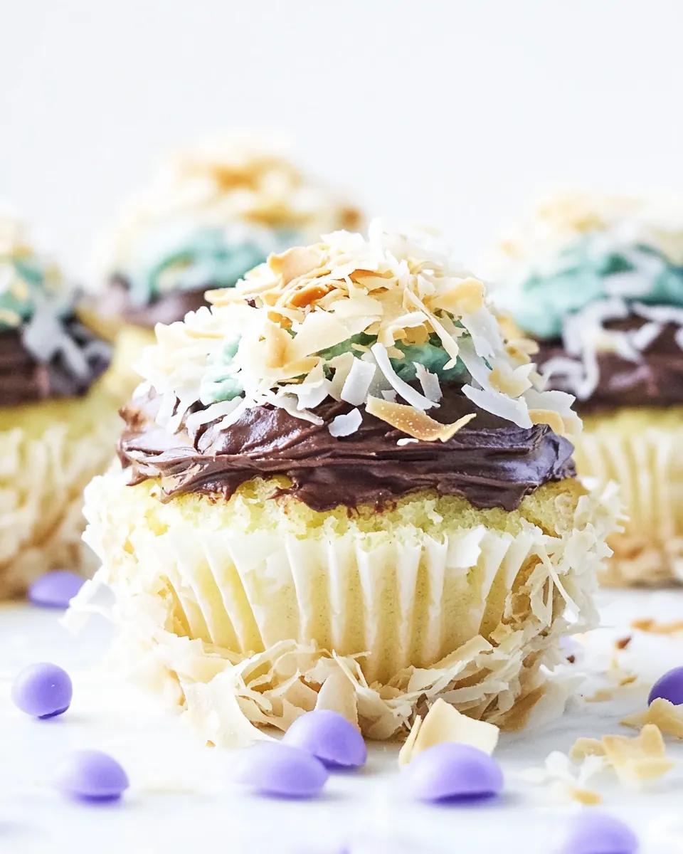 Angel Food Cupcakes with Chocolate Whipped Coconut Frosting