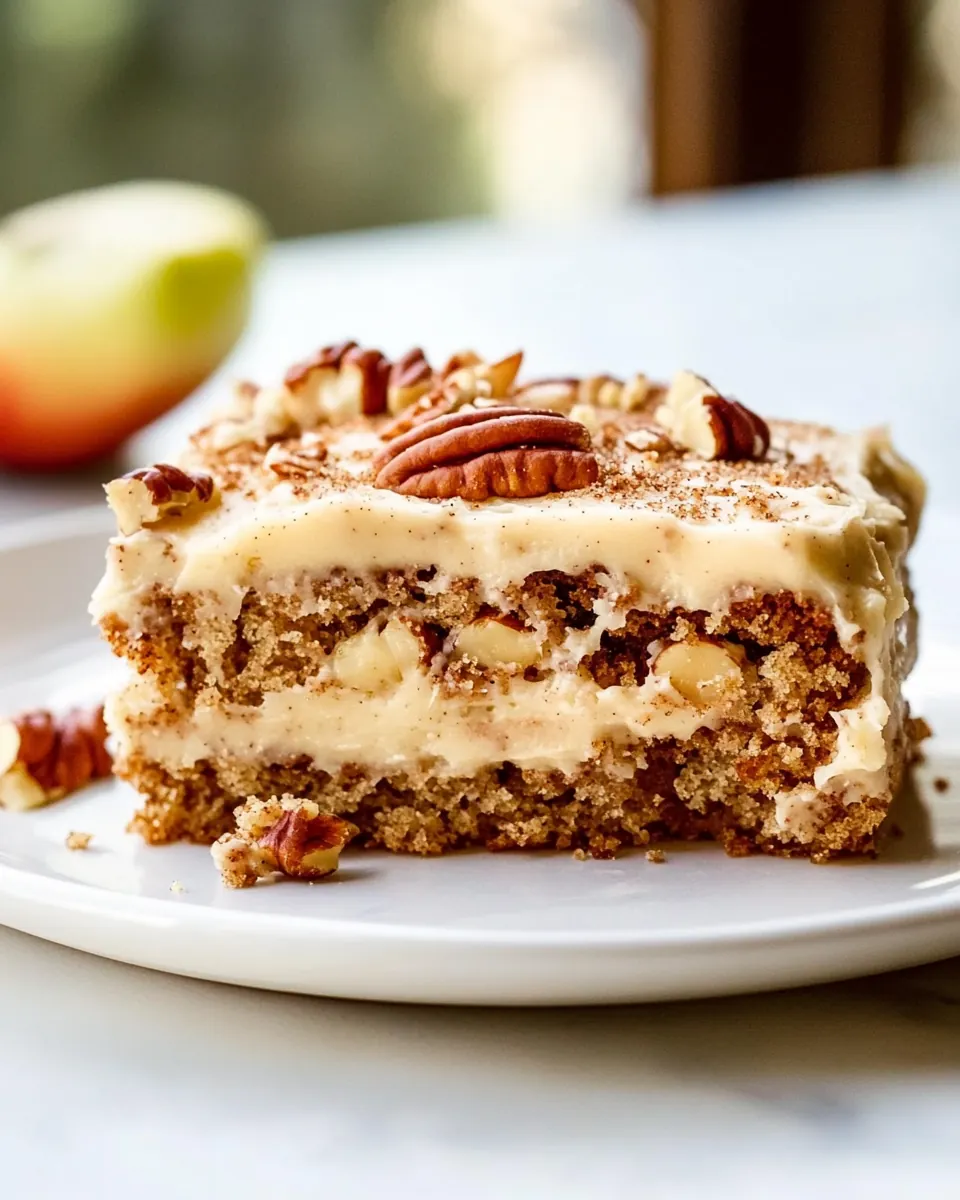 Apple Pecan Spice Cake with Brown Sugar Cream Cheese Frosting