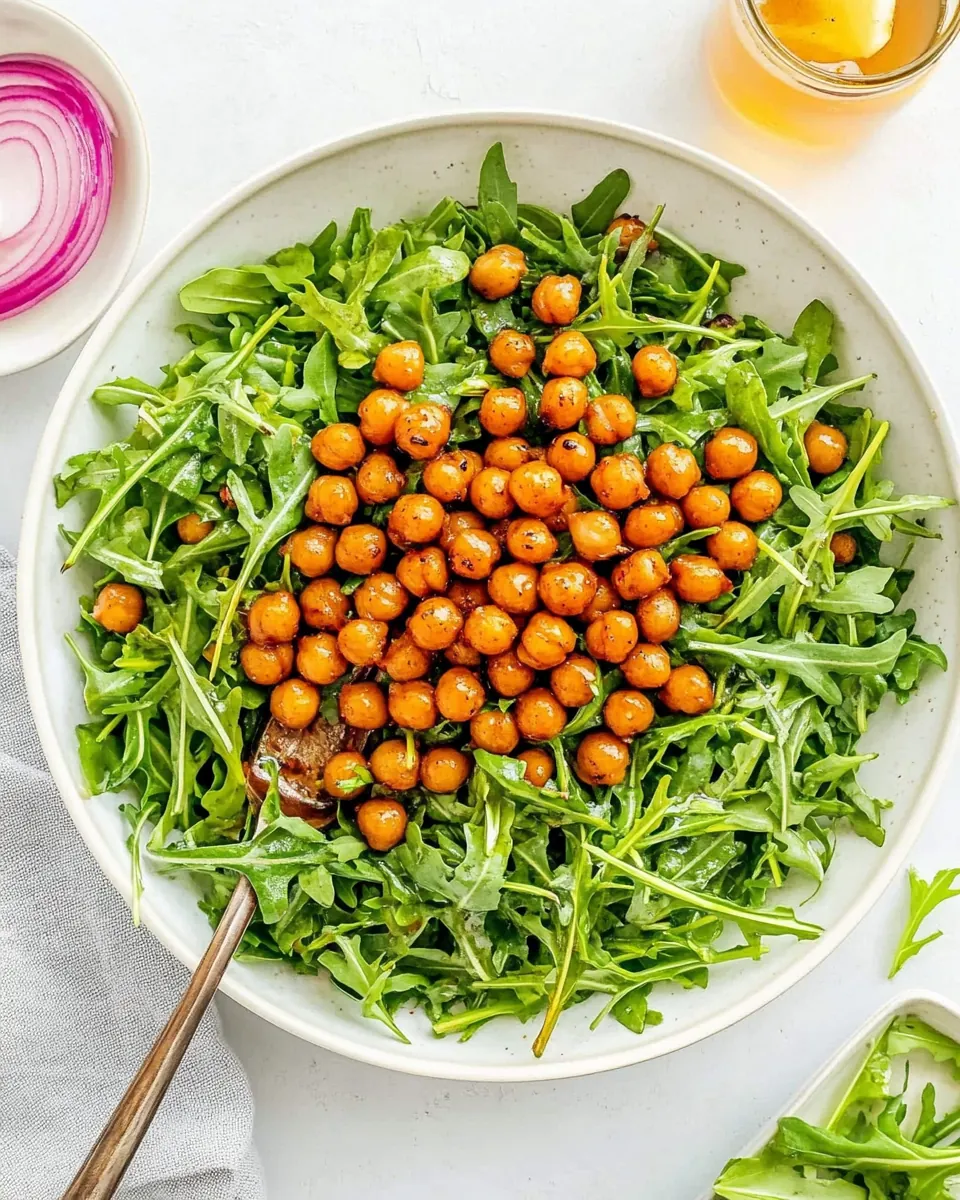 Arugula Salad with Honey Roasted Chickpeas