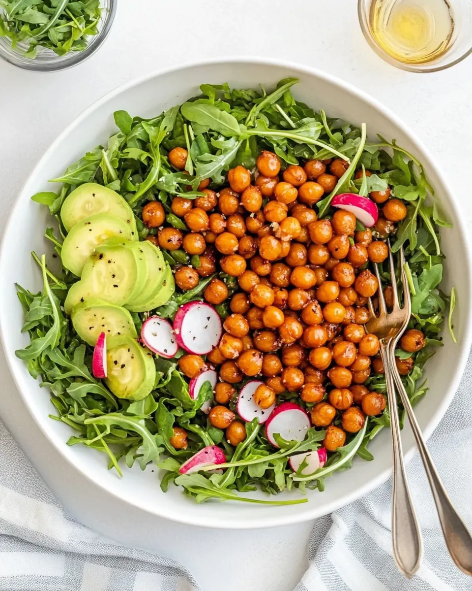 Arugula Salad with Honey Roasted Chickpeas