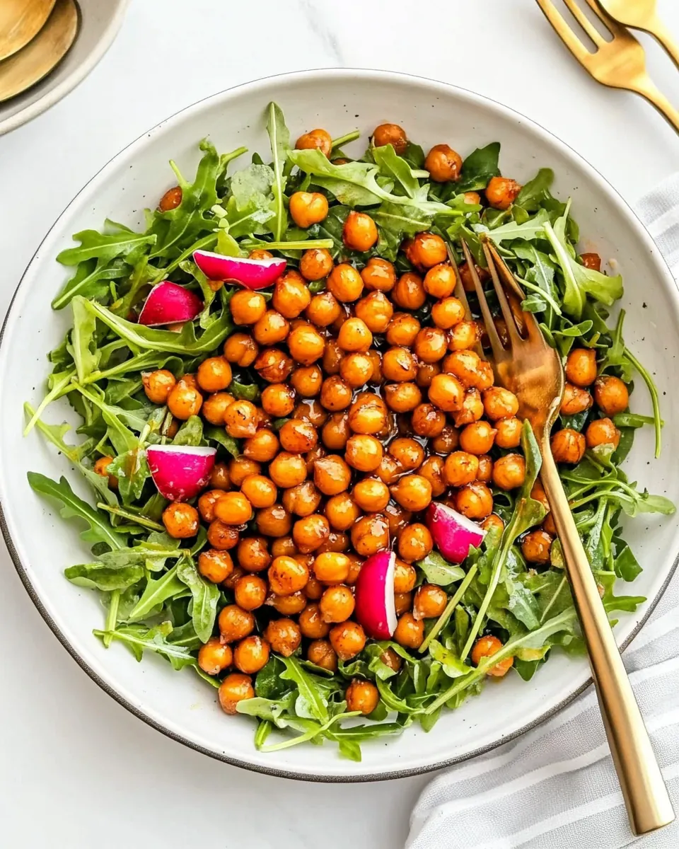 Arugula Salad with Honey Roasted Chickpeas