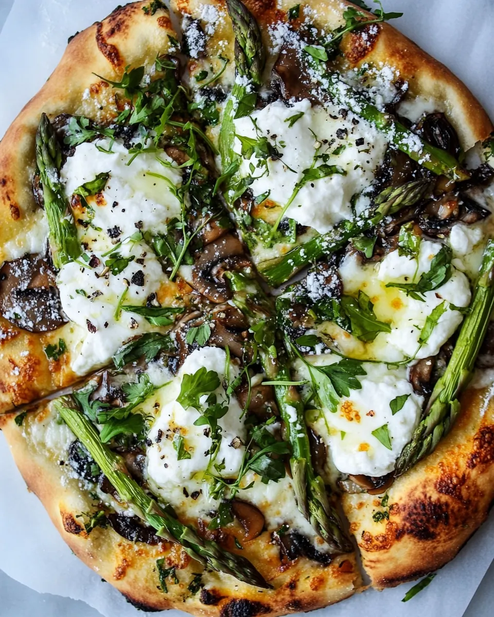 Asparagus Mushroom Burrata Pizza