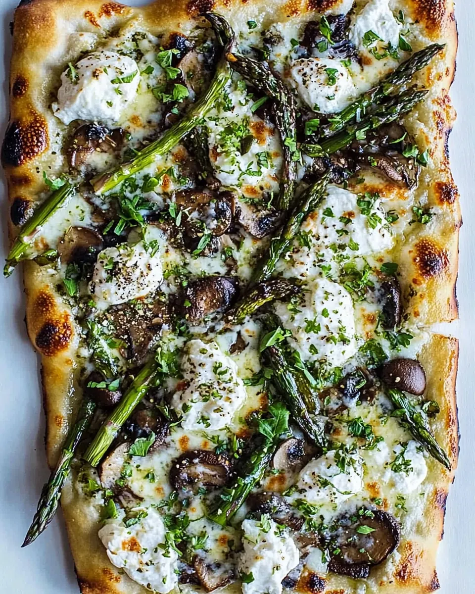 Asparagus Mushroom Burrata Pizza