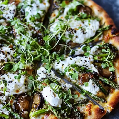 Asparagus Mushroom Burrata Pizza