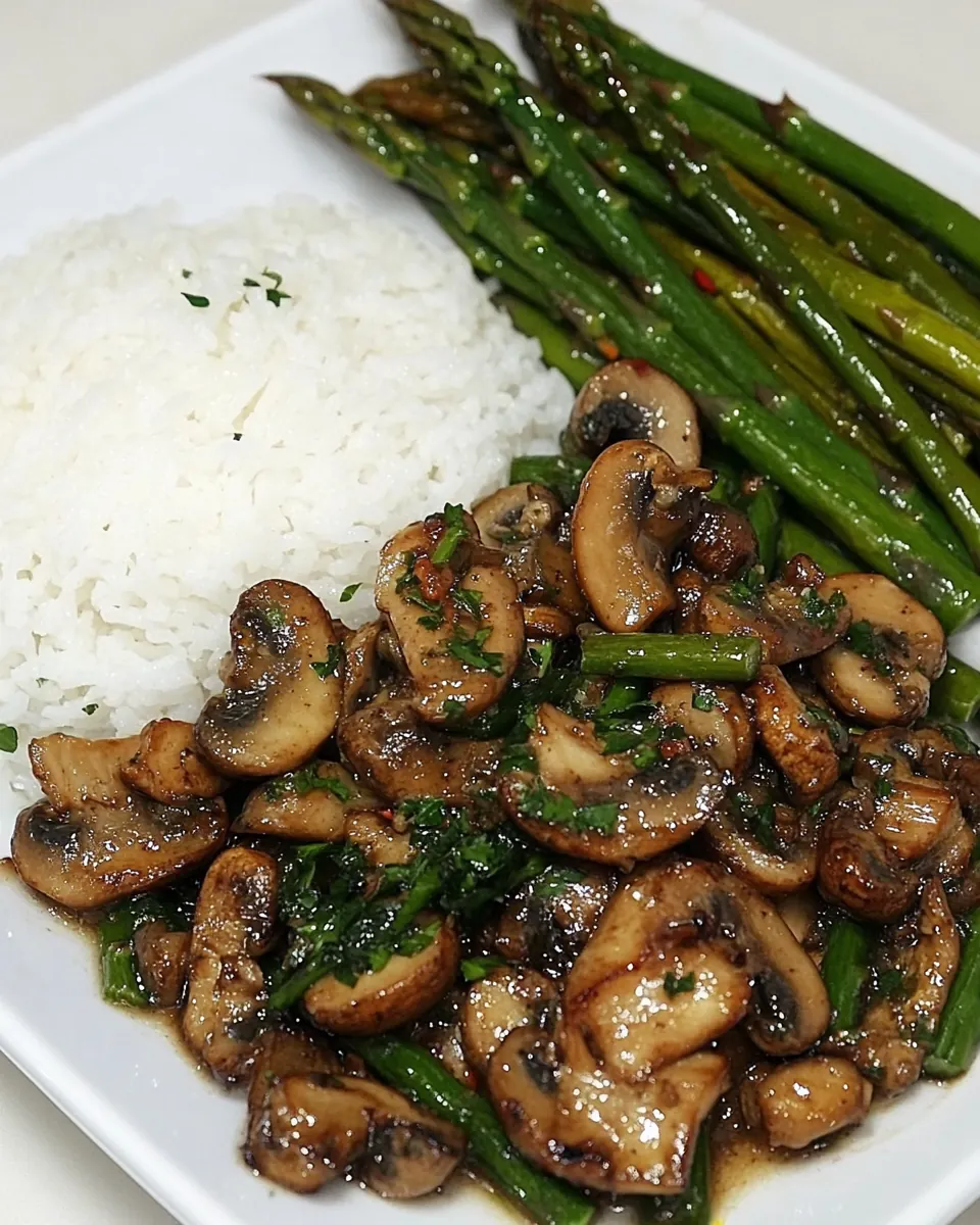 Asparagus Stir Fry and Ginger Mushrooms