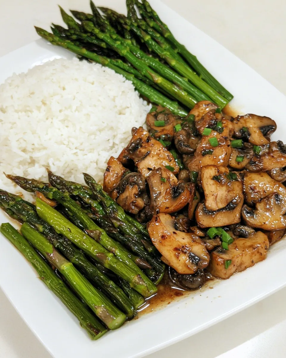 Asparagus Stir Fry and Ginger Mushrooms