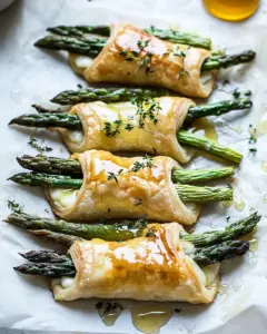 Asparagus and Brie Puff Pastry with Thyme Honey