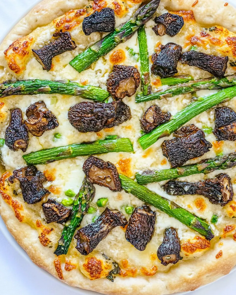 Asparagus and Morel Pizza with Garlic Confit
