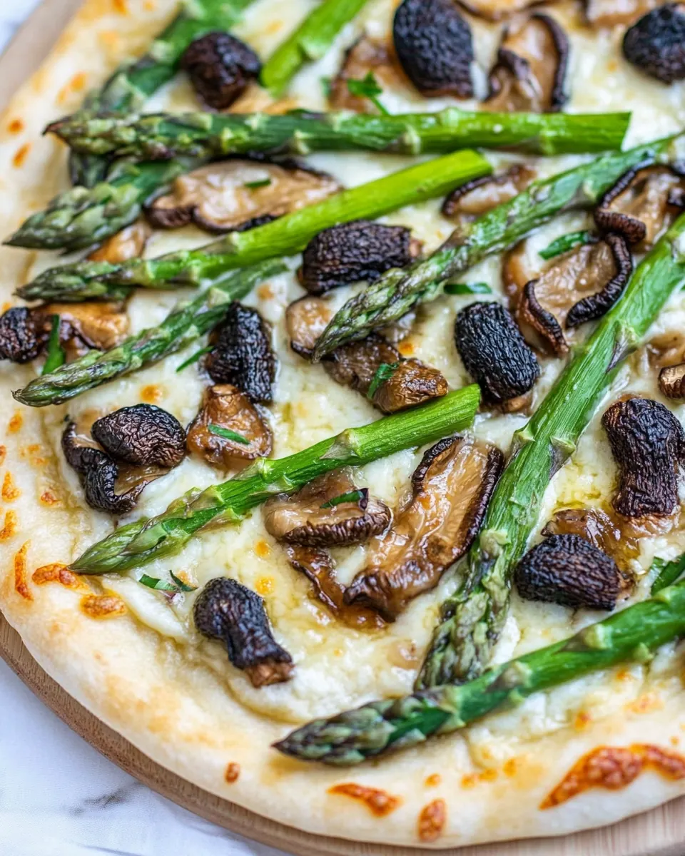 Asparagus and Morel Pizza with Garlic Confit