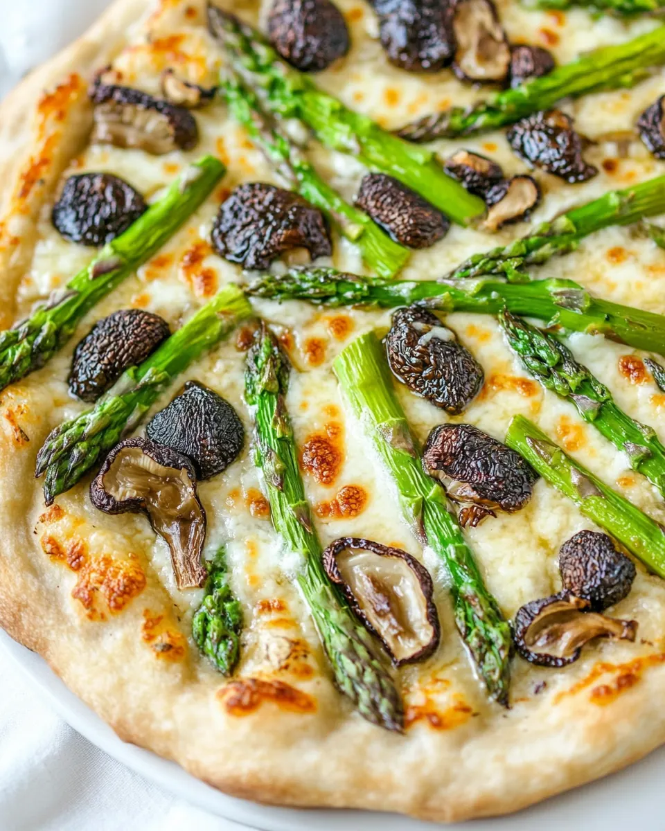 Asparagus and Morel Pizza with Garlic Confit