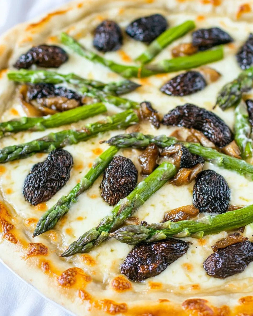 Asparagus and Morel Pizza with Garlic Confit