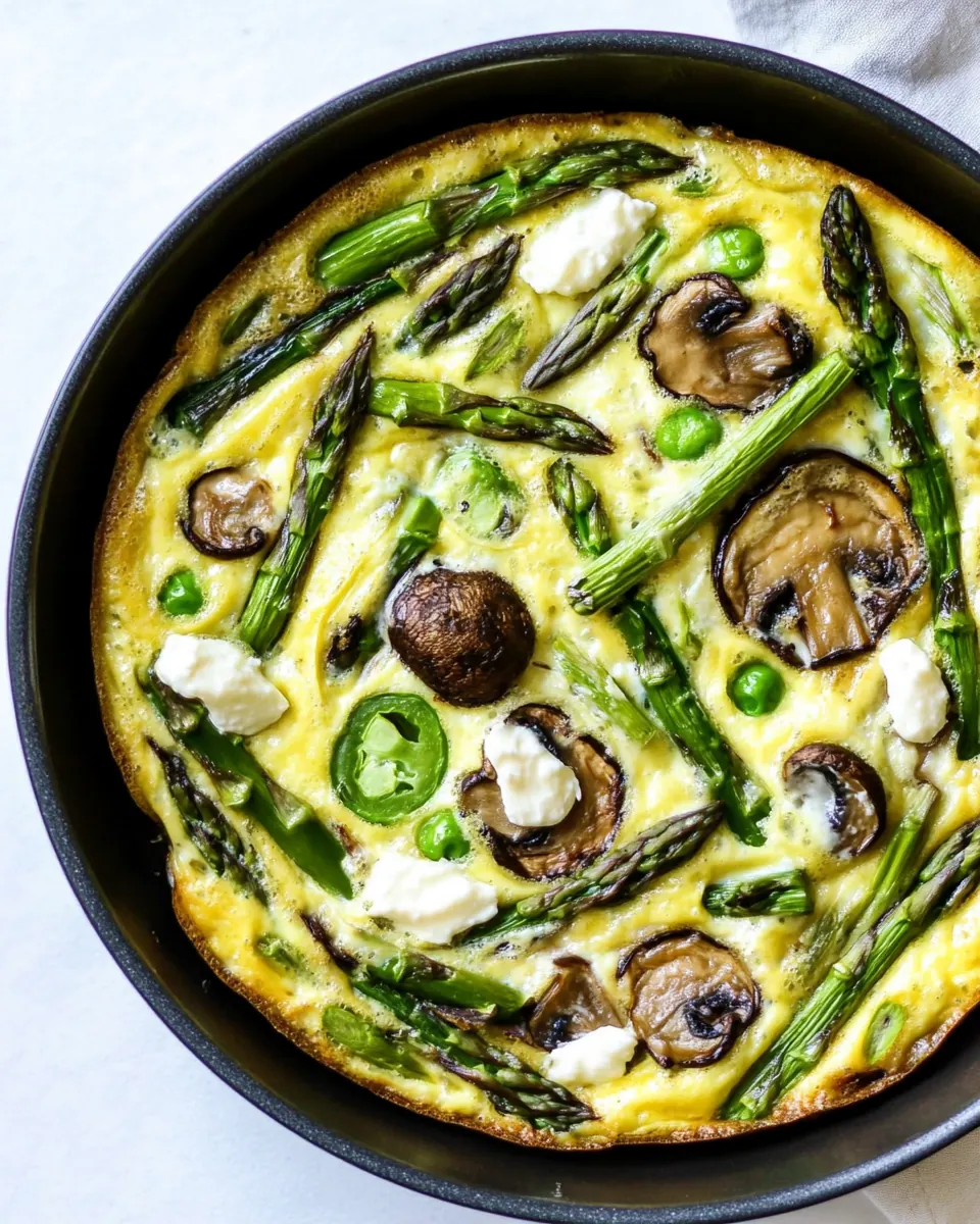 Asparagus and Mushroom Frittata with Goat Cheese