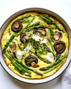 Asparagus and Mushroom Frittata with Goat Cheese
