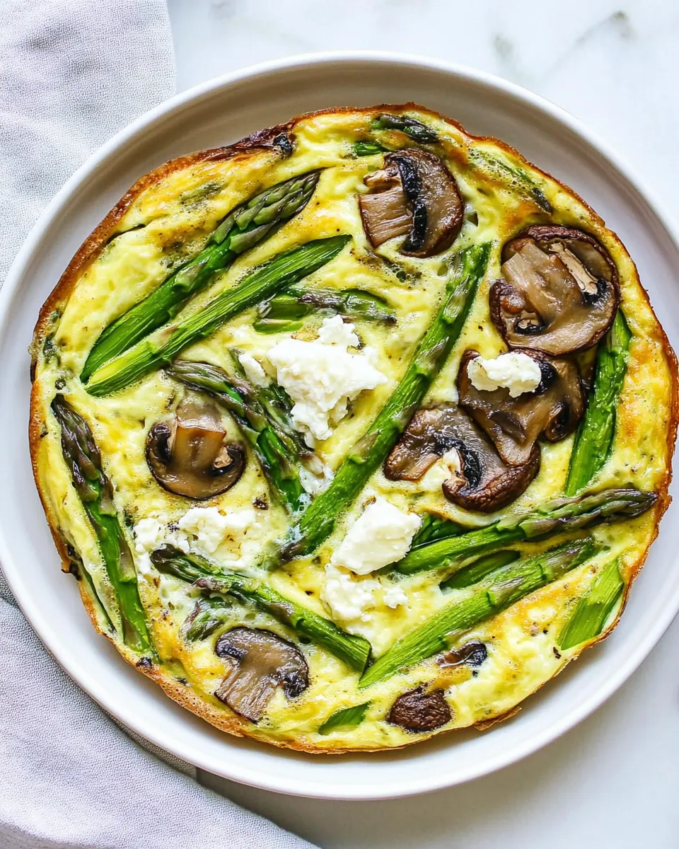 Asparagus and Mushroom Frittata with Goat Cheese