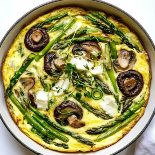 Asparagus and Mushroom Frittata with Goat Cheese