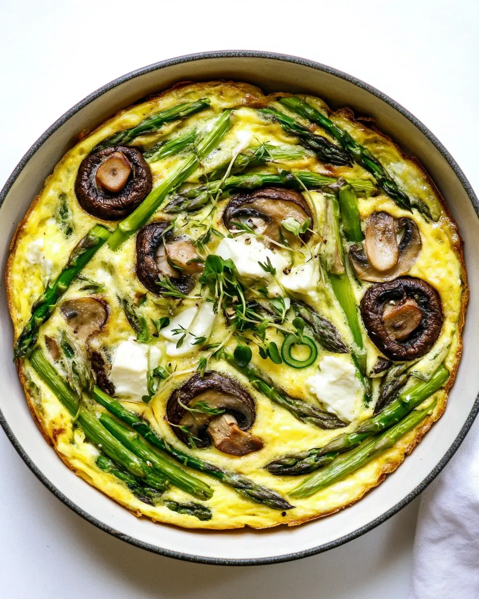 Asparagus and Mushroom Frittata with Goat Cheese