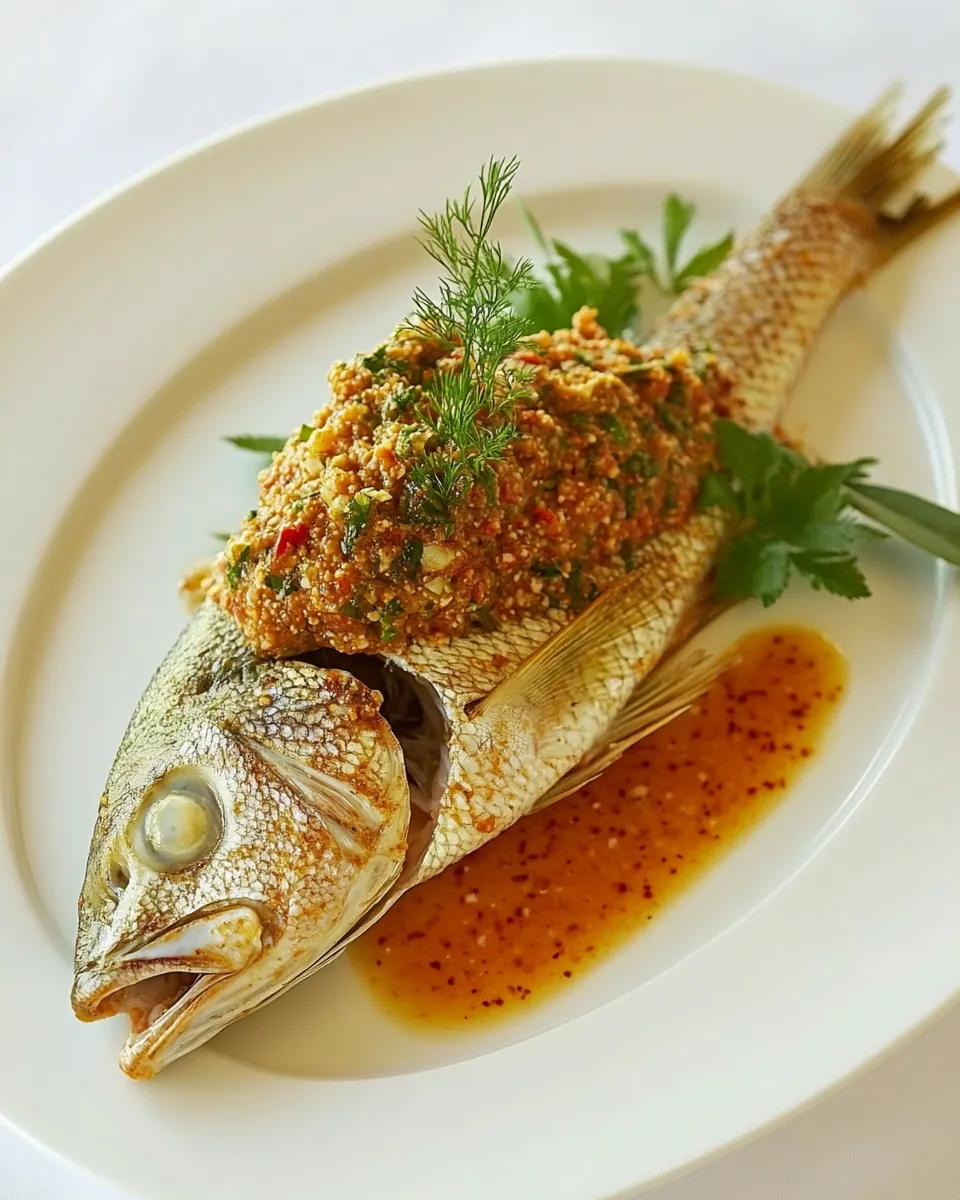 Baby Snapper with Harissa and Samke Hara Sauce