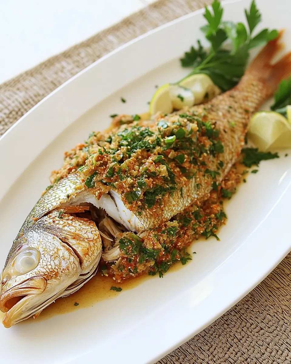 Baby Snapper with Harissa and Samke Hara Sauce