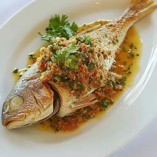 Baby Snapper with Harissa and Samke Hara Sauce