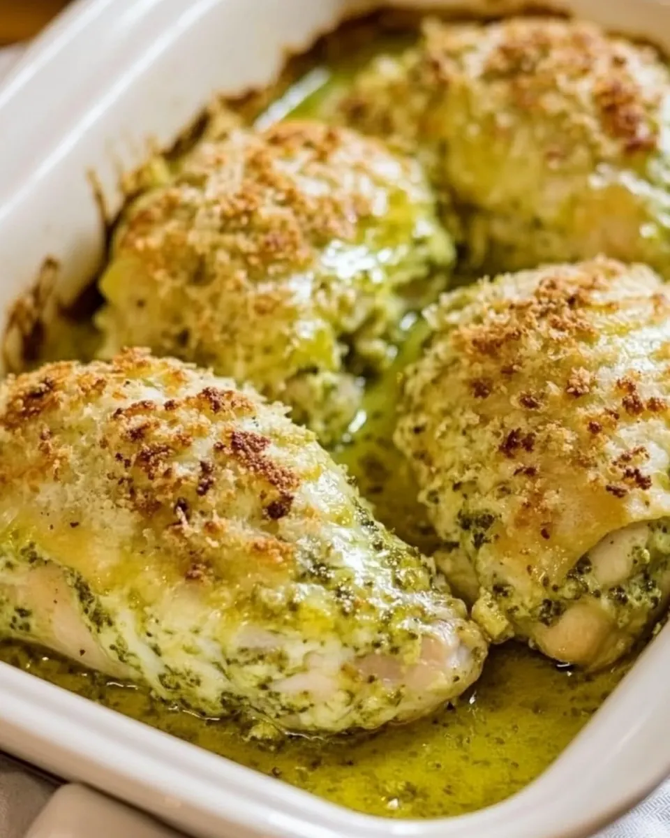 Baked Chicken Stuffed with Pesto and Cheese