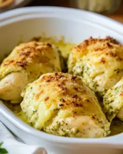 Baked Chicken Stuffed with Pesto and Cheese