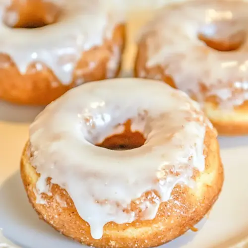 Baked Cinnamon Bun Donuts with Vanilla Cream Cheese Glaze