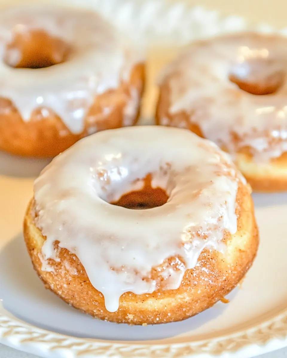 Baked Cinnamon Bun Donuts with Vanilla Cream Cheese Glaze