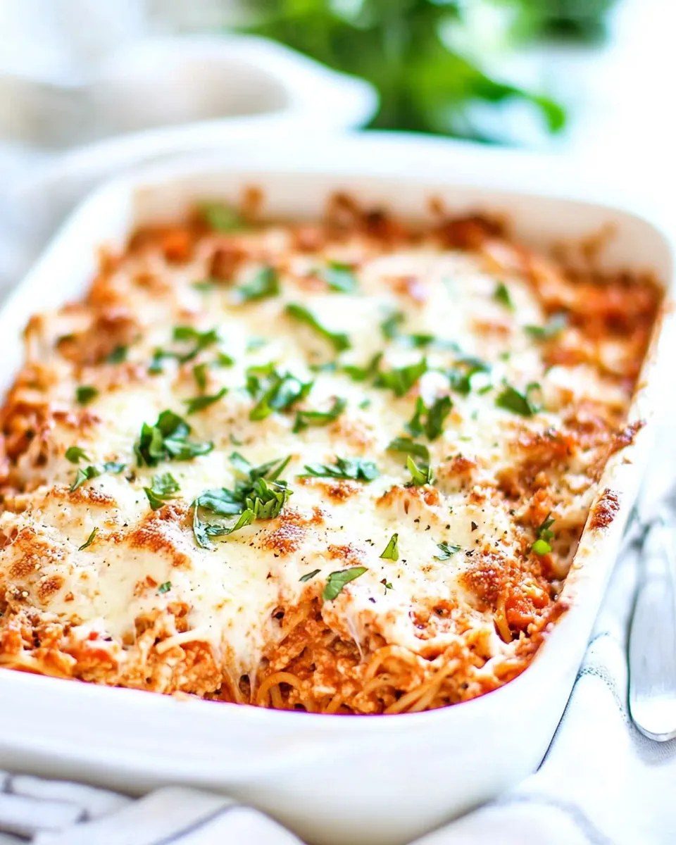 Baked Cream Cheese Spaghetti Casserole