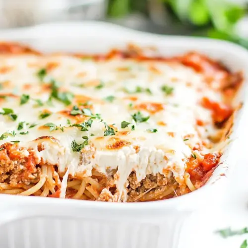 Baked Cream Cheese Spaghetti Casserole